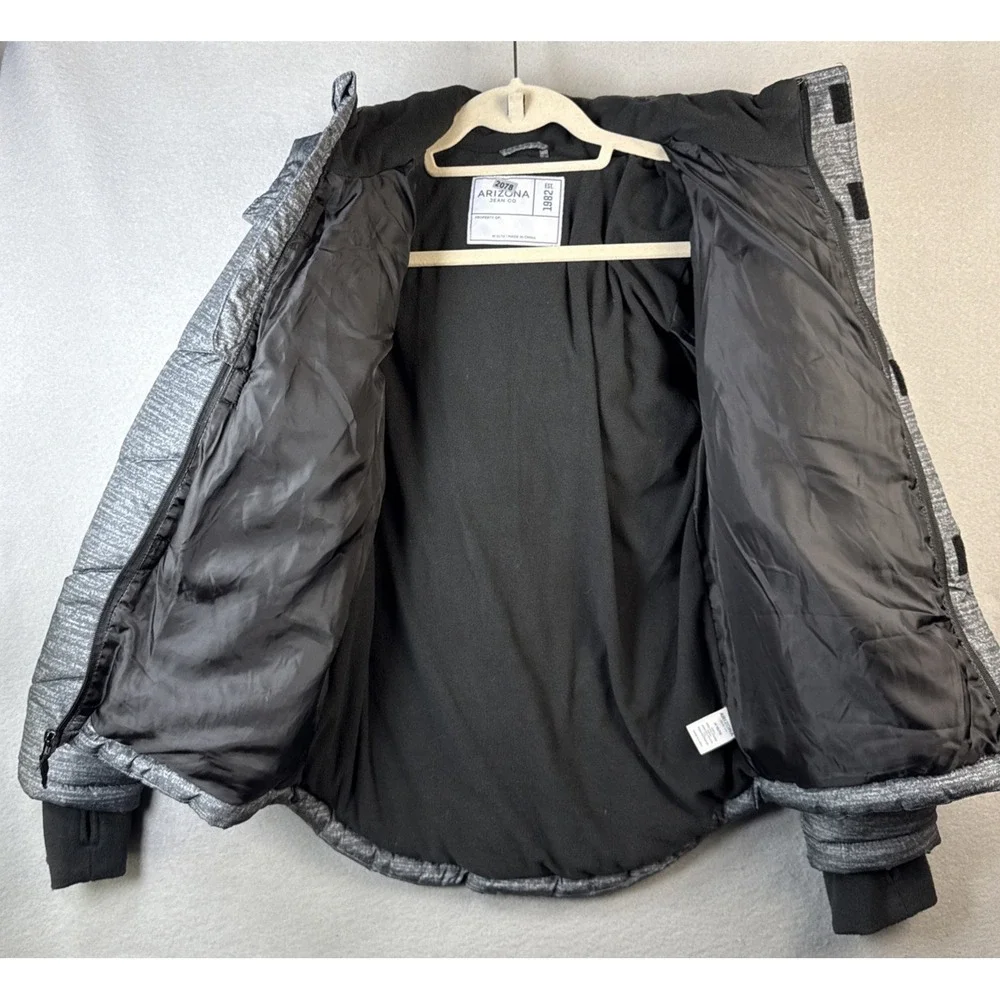 Arizona Puffer‎ Jacket Kids M 10/12 Gray Fleece Lined Hooded Heavyweight Winter